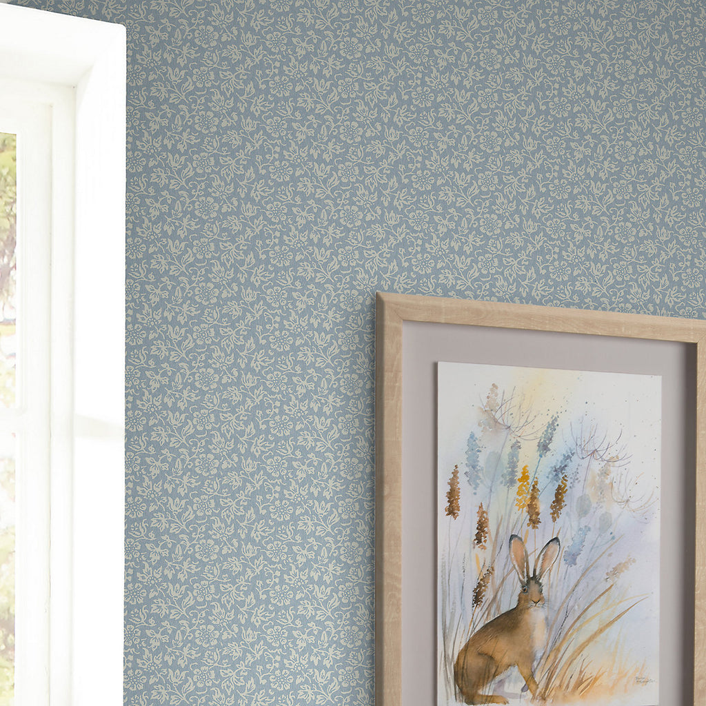 Laura Ashley The Wholesome Home Sweet Alyssum Pale Seaspray Blue Smooth Wallpaper