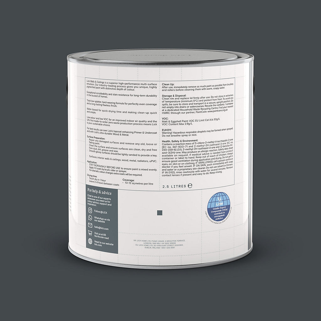 Lick Black 01 Eggshell Emulsion paint, 2.5L