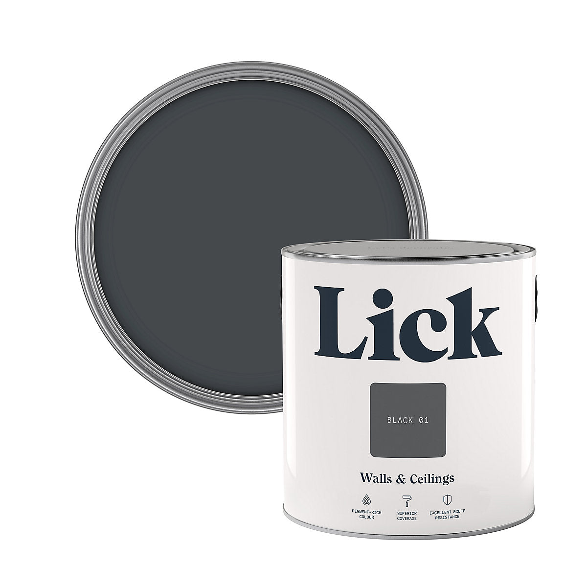 Lick Black 01 Matt Emulsion paint, 2.5L