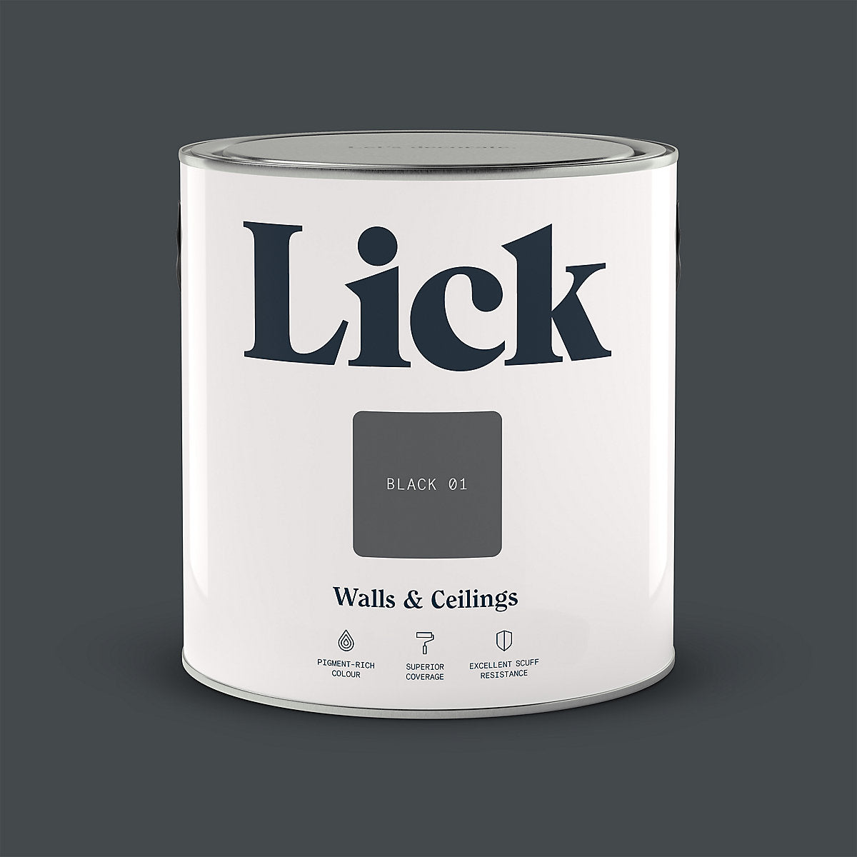 Lick Black 01 Matt Emulsion paint, 2.5L
