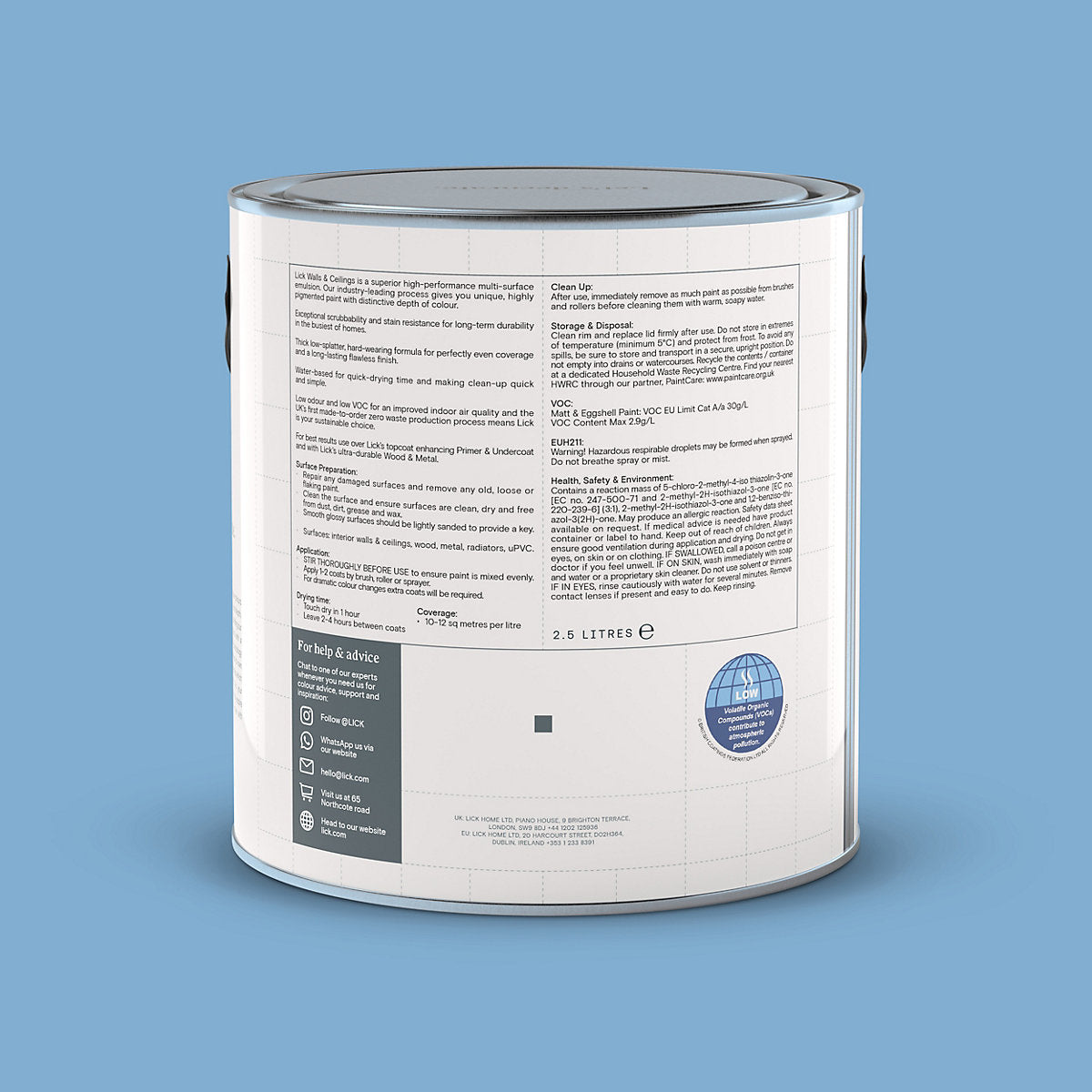 Lick Blue 10 Eggshell Emulsion paint, 2.5L