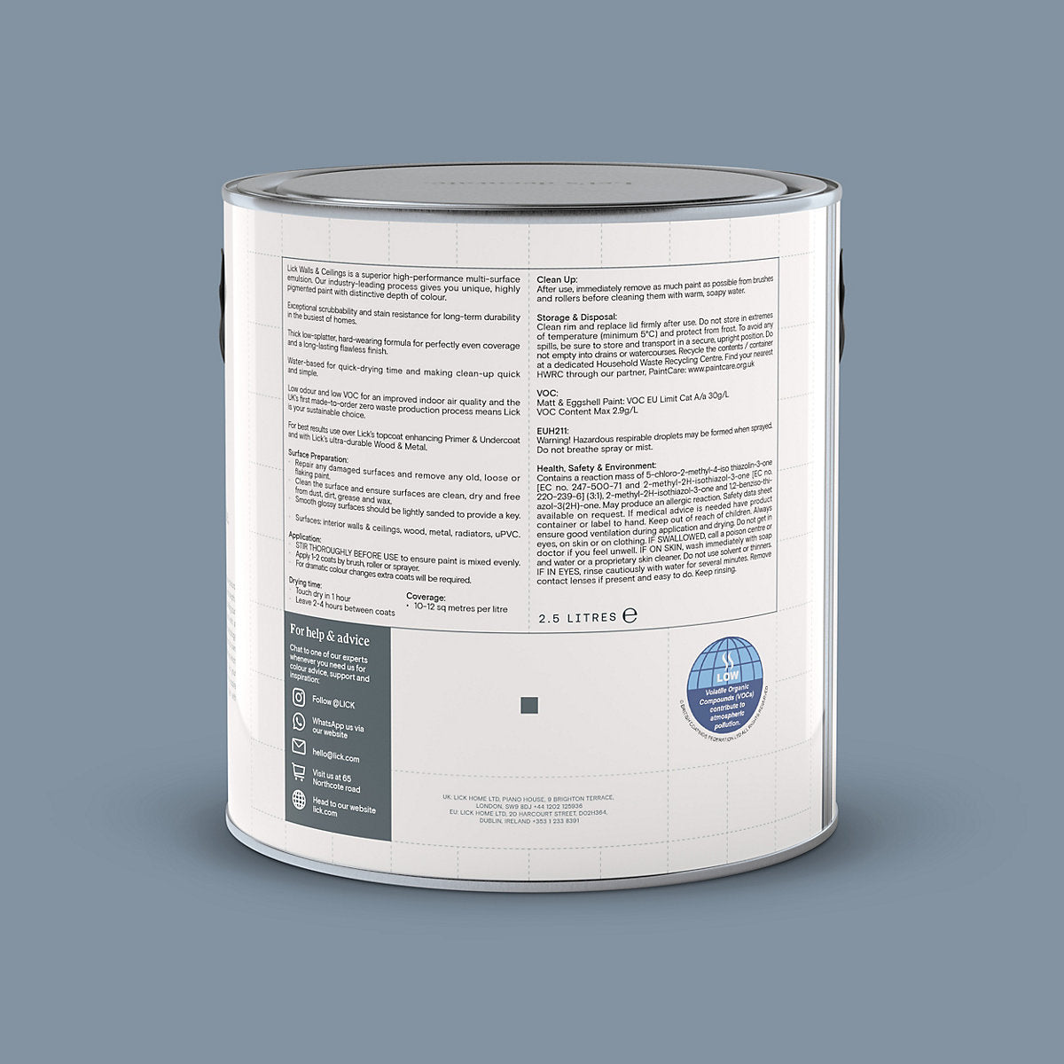 Lick Blue 17 Eggshell Emulsion paint, 2.5L