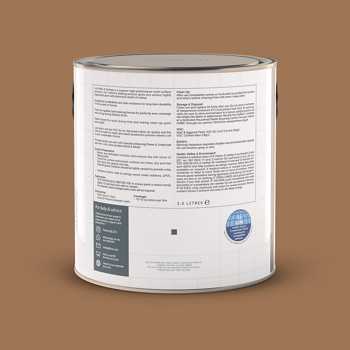 Lick Brown 02 Matt Emulsion paint, 2.5L