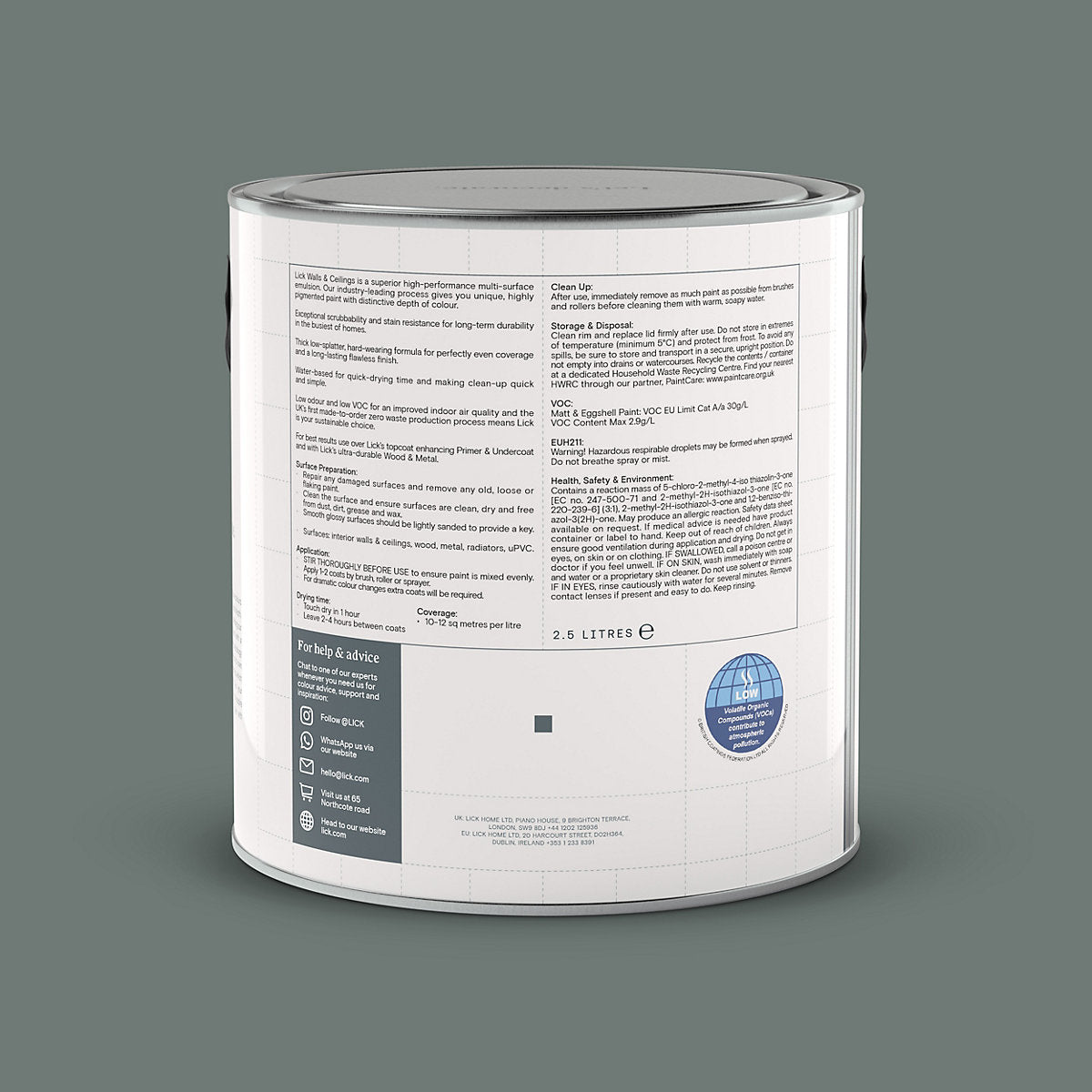 Lick Green 03 Eggshell Emulsion paint, 2.5L