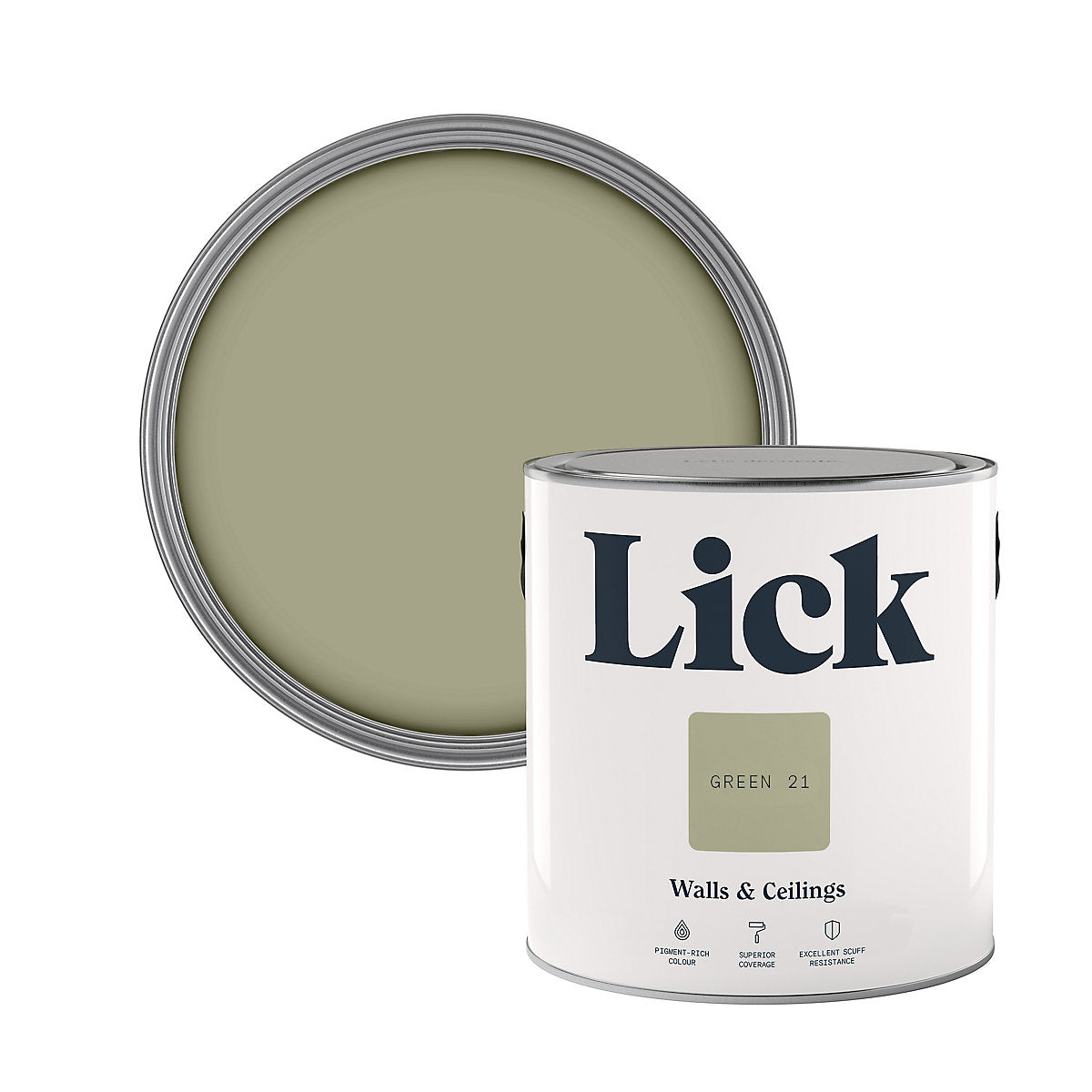 Lick Green 21 Matt Wall & ceiling Emulsion paint, 2.5L