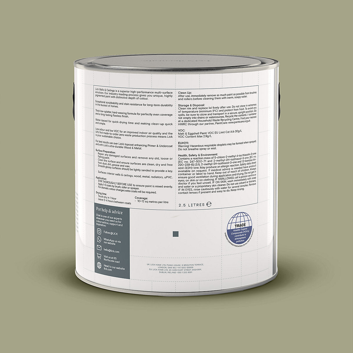 Lick Green 21 Matt Wall & ceiling Emulsion paint, 2.5L