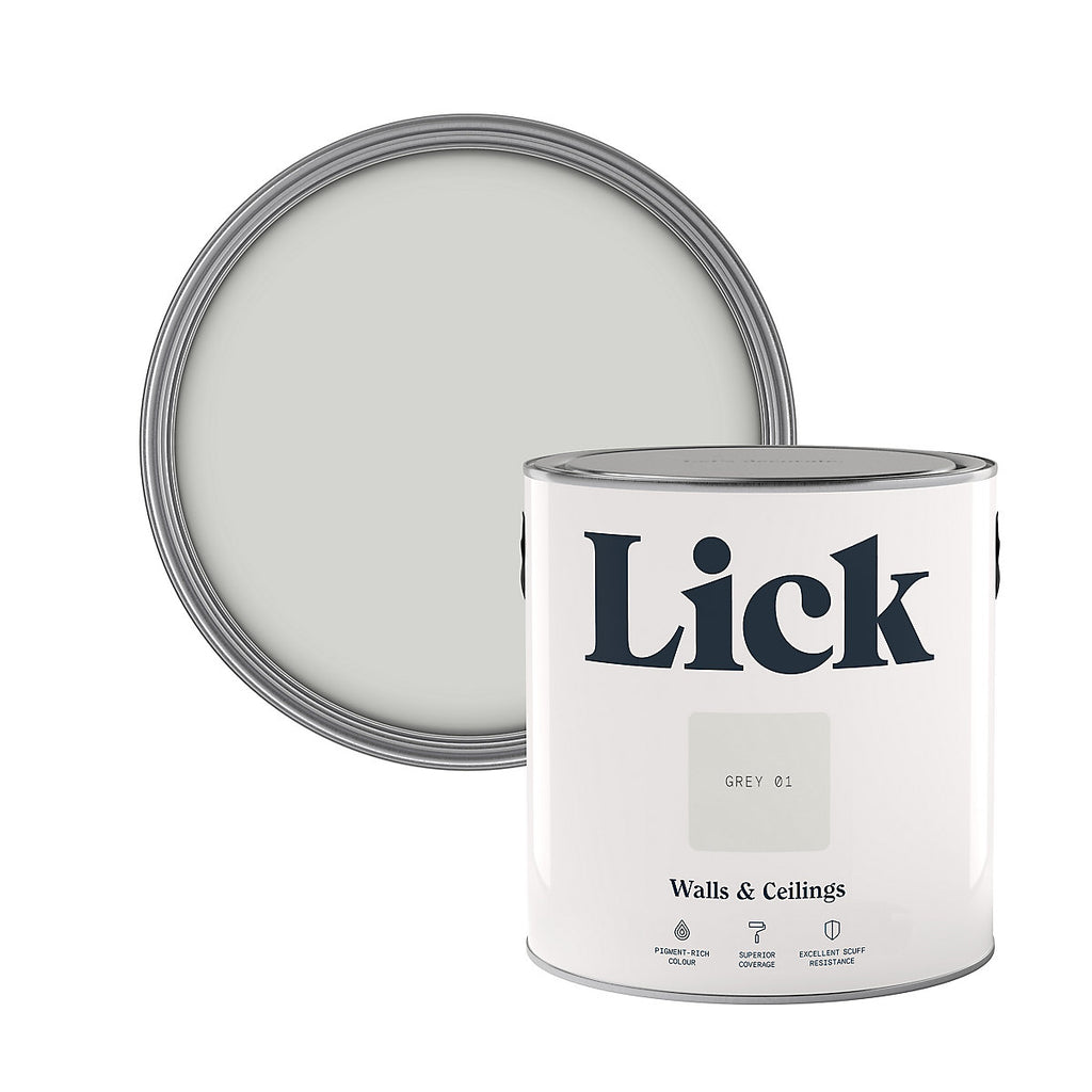 Lick Grey 01 Matt Emulsion paint, 2.5L