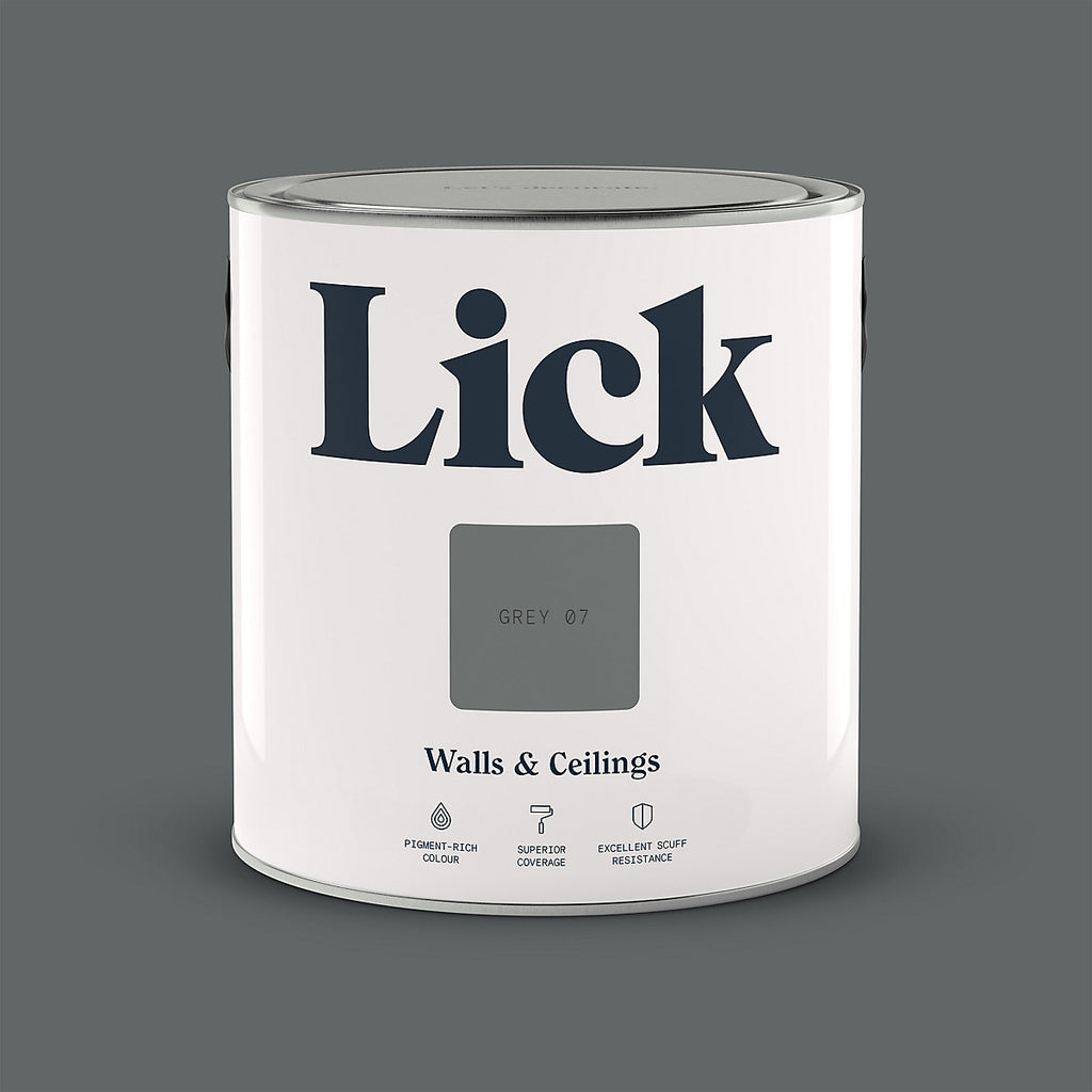Lick Grey 07 Matt Emulsion paint, 2.5L