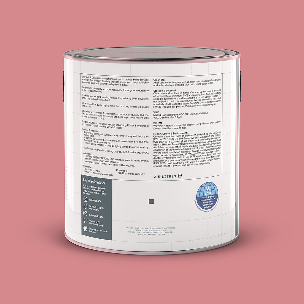 Lick Pink 12 Matt Emulsion paint, 2.5L