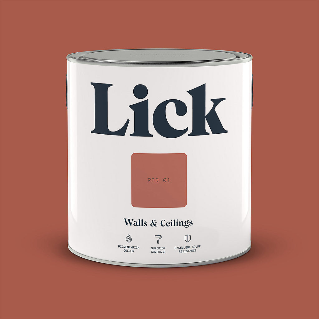 Lick Red 01 Matt Emulsion paint, 2.5L