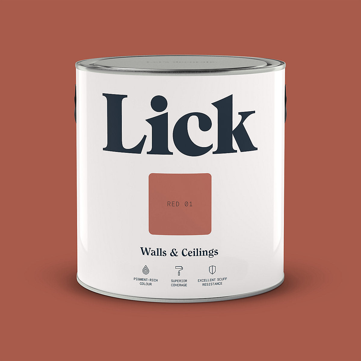 Lick Red 01 Matt Emulsion paint, 2.5L
