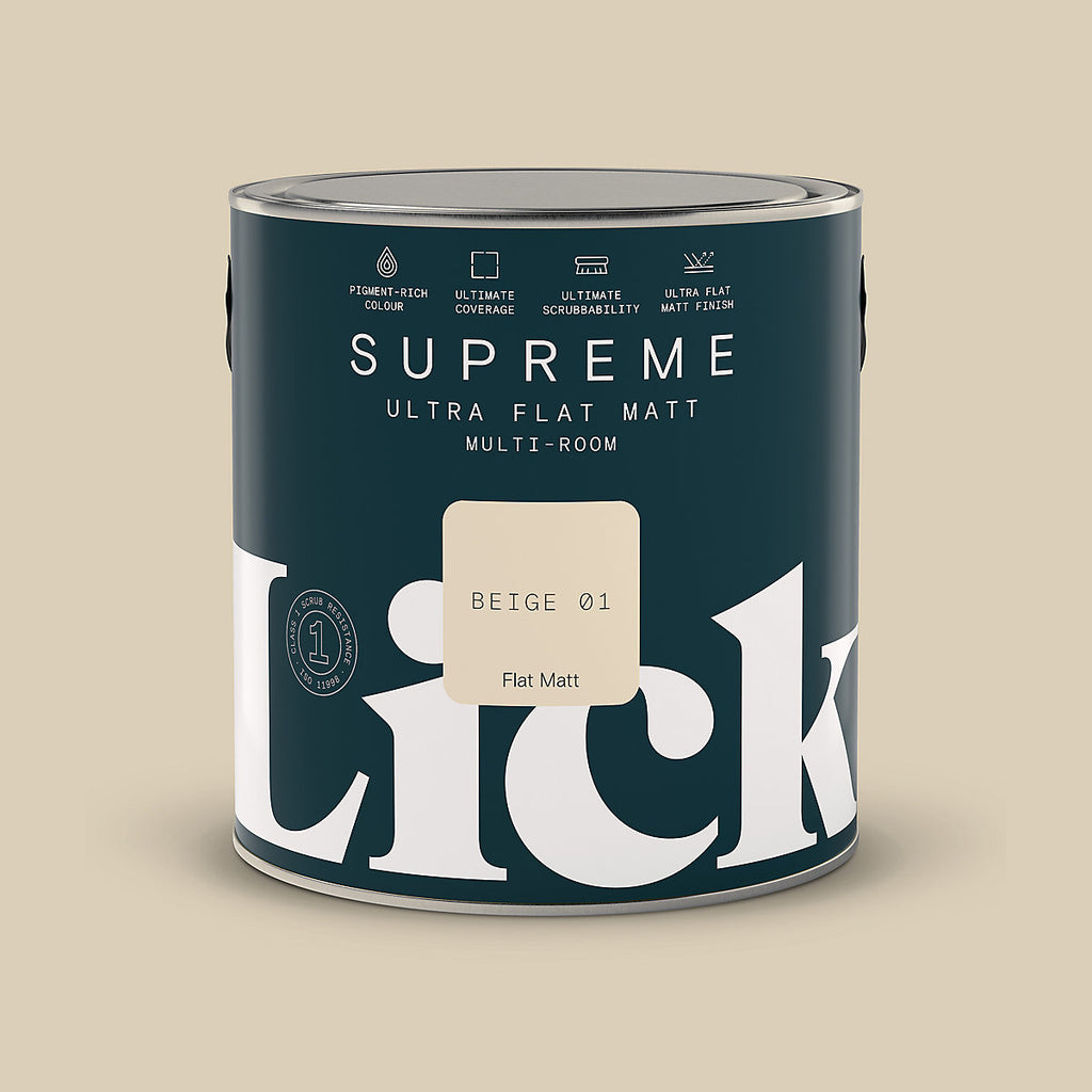 Lick Supreme Beige 01 Flat matt Multi-surface Emulsion paint, 2.5L