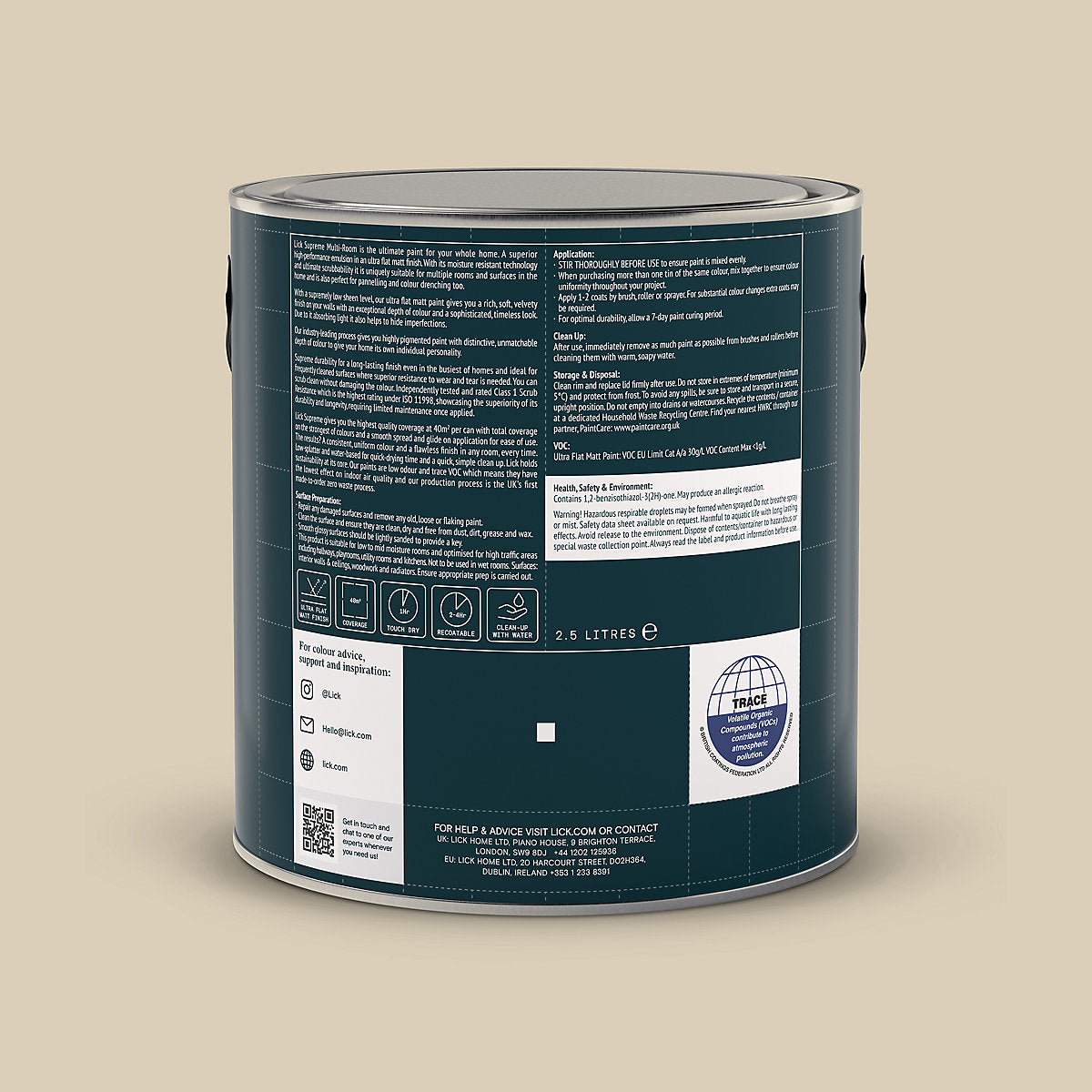 Lick Supreme Beige 01 Flat matt Multi-surface Emulsion paint, 2.5L