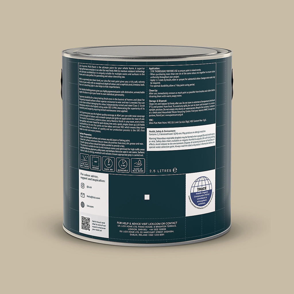 Lick Supreme Beige 09 Flat matt Multi-surface Emulsion paint, 2.5L