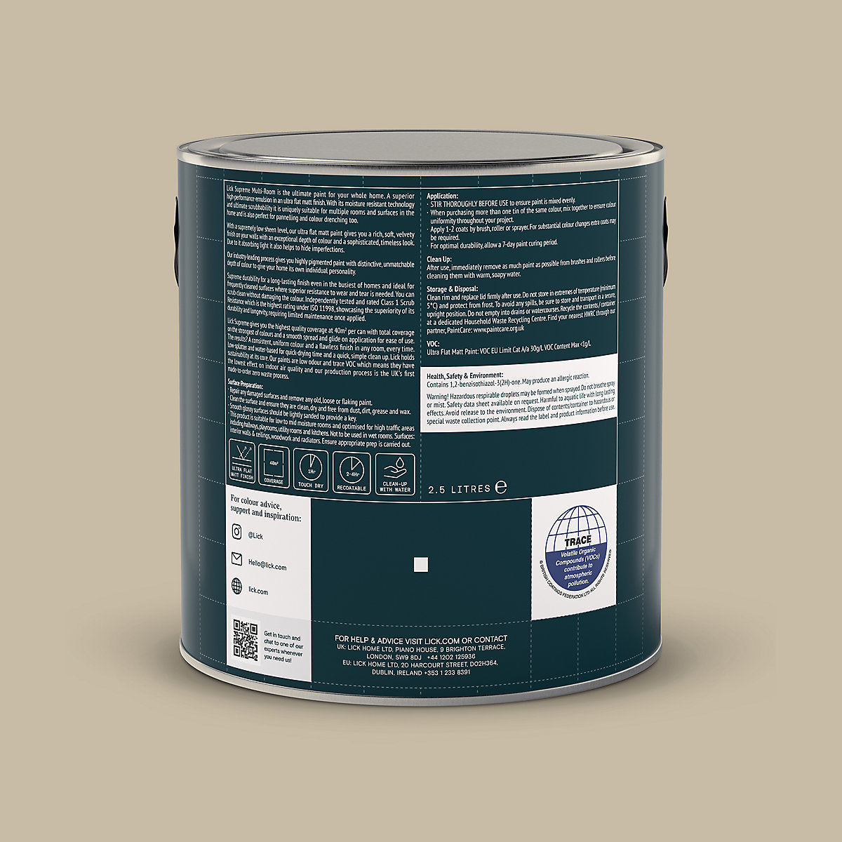 Lick Supreme Beige 09 Flat matt Multi-surface Emulsion paint, 2.5L