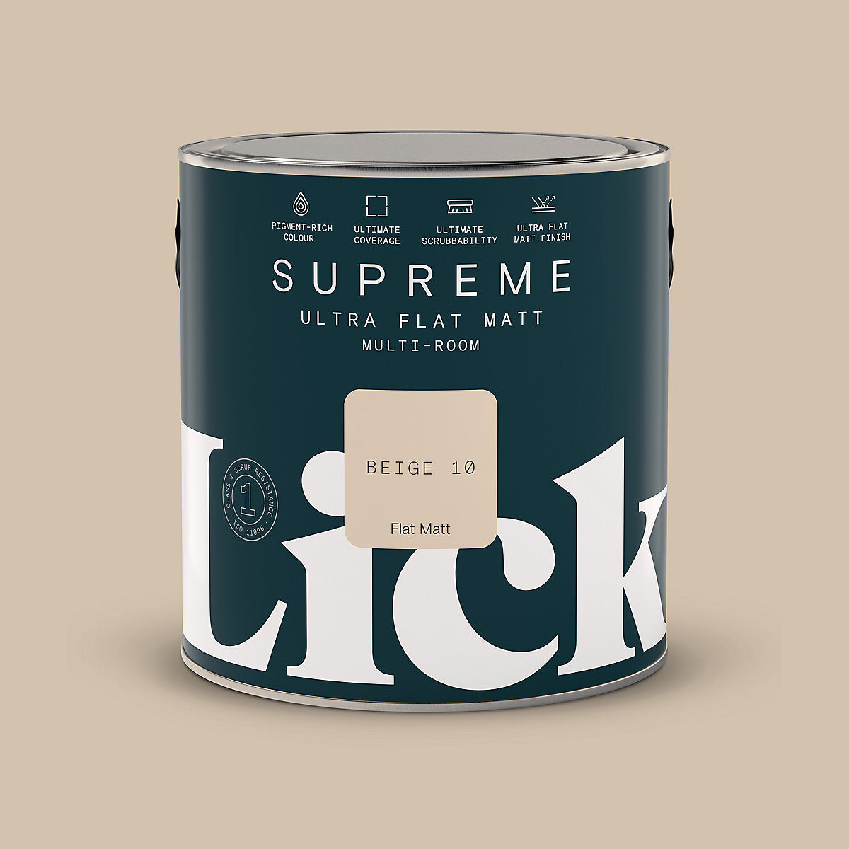 Lick Supreme Beige 10 Flat matt Multi-surface Emulsion paint, 2.5L