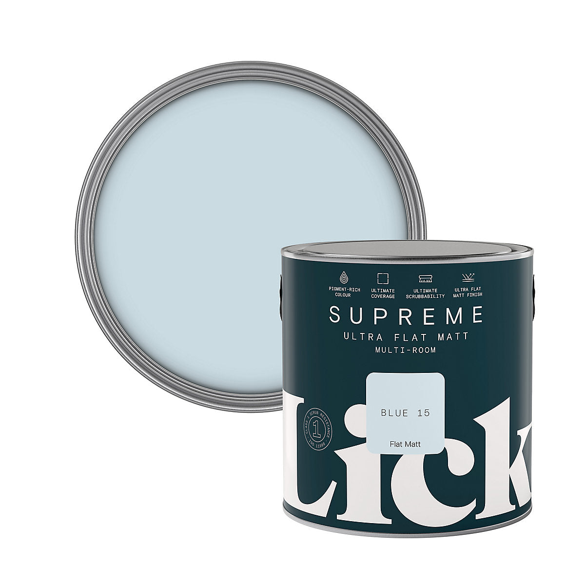 Lick Supreme Blue 15 Flat matt Multi-surface Emulsion paint, 2.5L