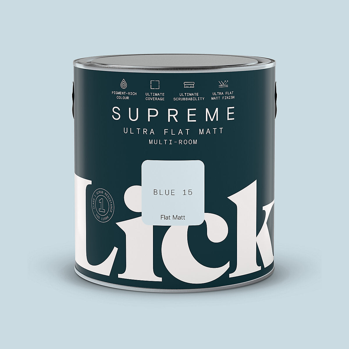 Lick Supreme Blue 15 Flat matt Multi-surface Emulsion paint, 2.5L