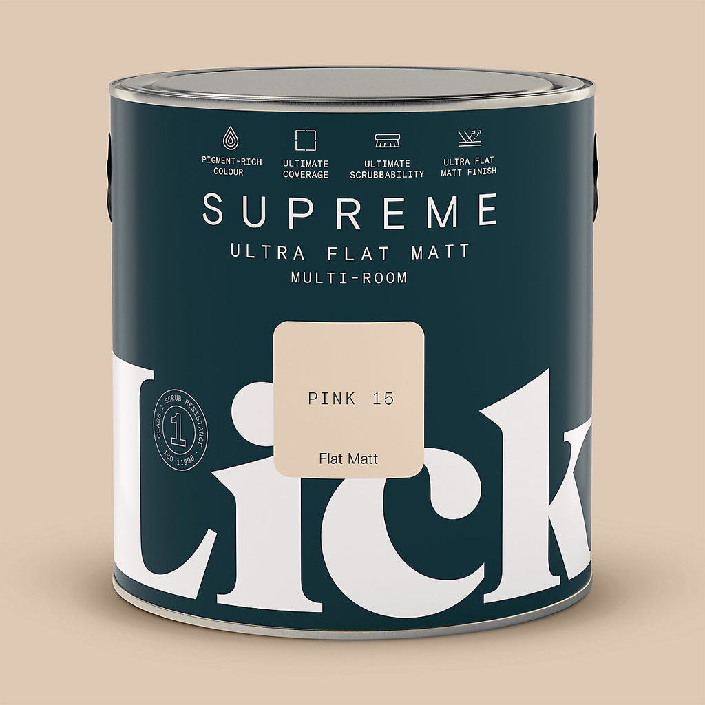 Lick Supreme Pink 15 Flat matt Multi-surface Emulsion paint, 2.5L