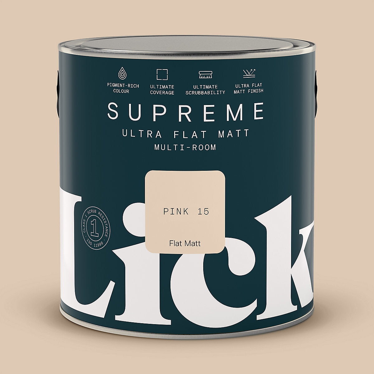 Lick Supreme Pink 15 Flat matt Multi-surface Emulsion paint, 2.5L