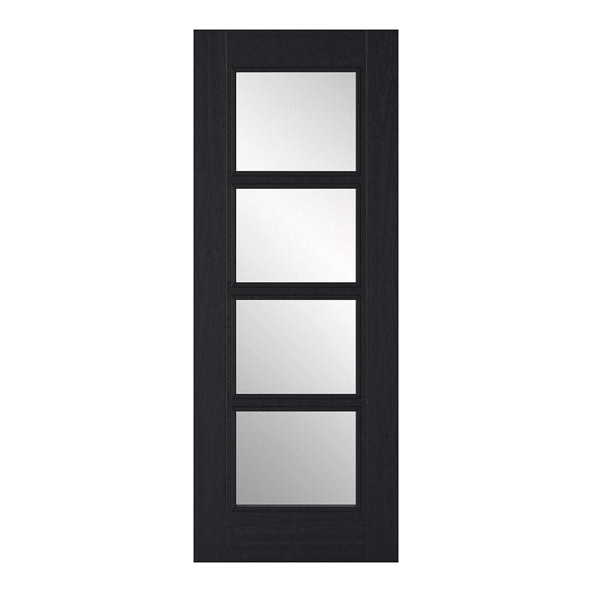 LPD 4 panel Vancouver Clear Glazed Modern Black Internal Chipboard Door, (H)1981mm (W)762mm (T)35mm