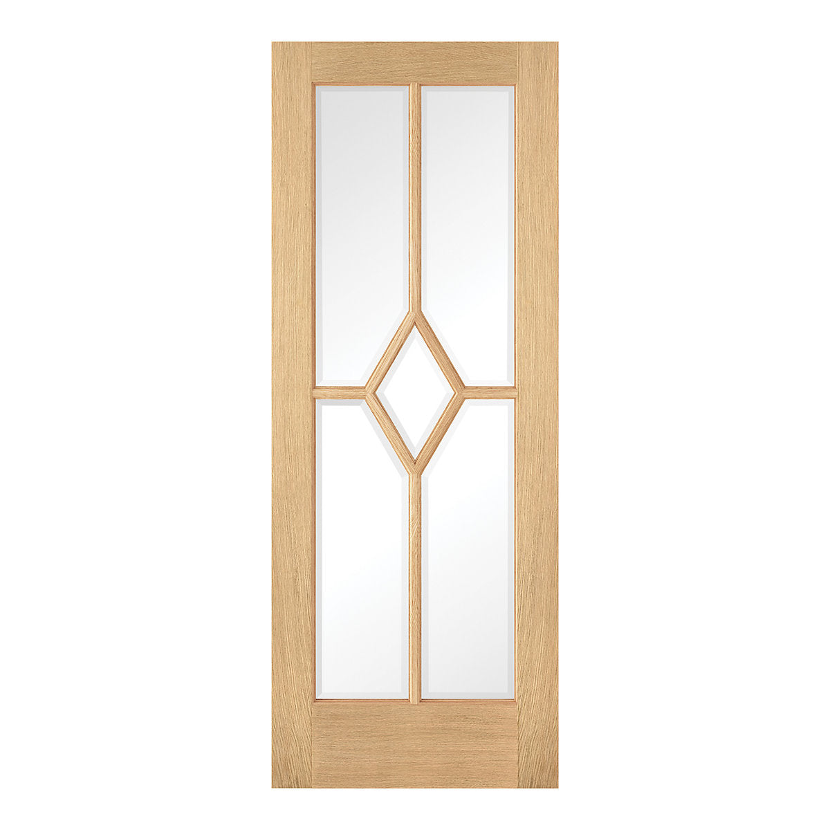 LPD Reims Clear Glazed Classic Light Brown White oak veneer Internal Oak & particleboard Door, (H)1981mm (W)762mm (T)35mm