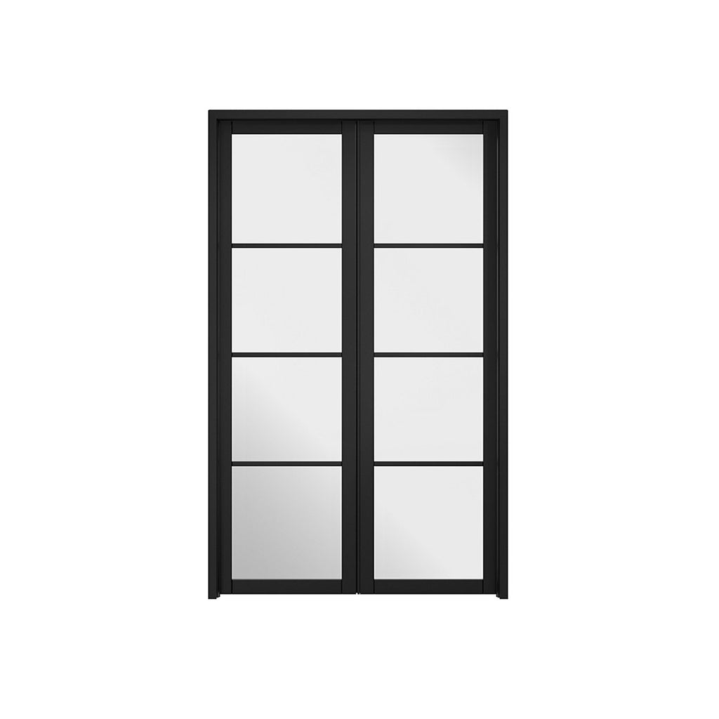 LPD Soho Clear Glazed Industrial Black Internal Pine Door, (H)2031mm (W)1246mm (T)35mm