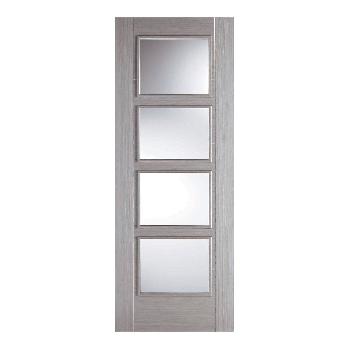 LPD Vancouver Clear Glazed Modern Light Grey Internal Chipboard Door, (H)1981mm (W)762mm (T)35mm