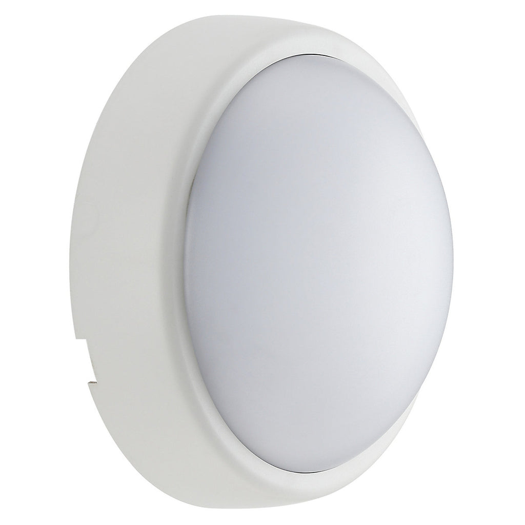 Luceco Fixed Black & White Mains-powered Outdoor Bulkhead wall light 450lm (Dia)16cm