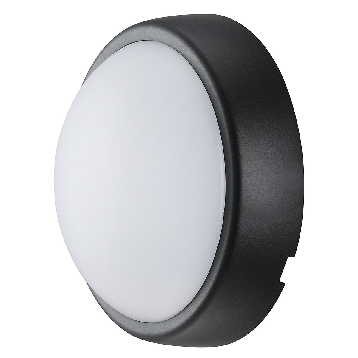 Luceco Fixed Black & White Mains-powered Outdoor Bulkhead wall light 450lm (Dia)16cm