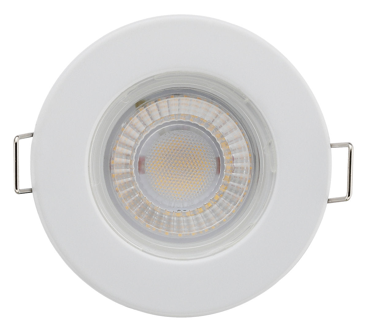 Luceco Matt White Fixed LED Fire-rated Warm white Downlight 5W IP65