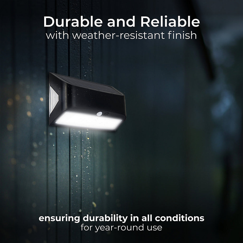 Luceco Prysm Non-adjustable Black Battery & solar-powered LED 6W PIR With motion sensor Rectangular Outdoor Wall light