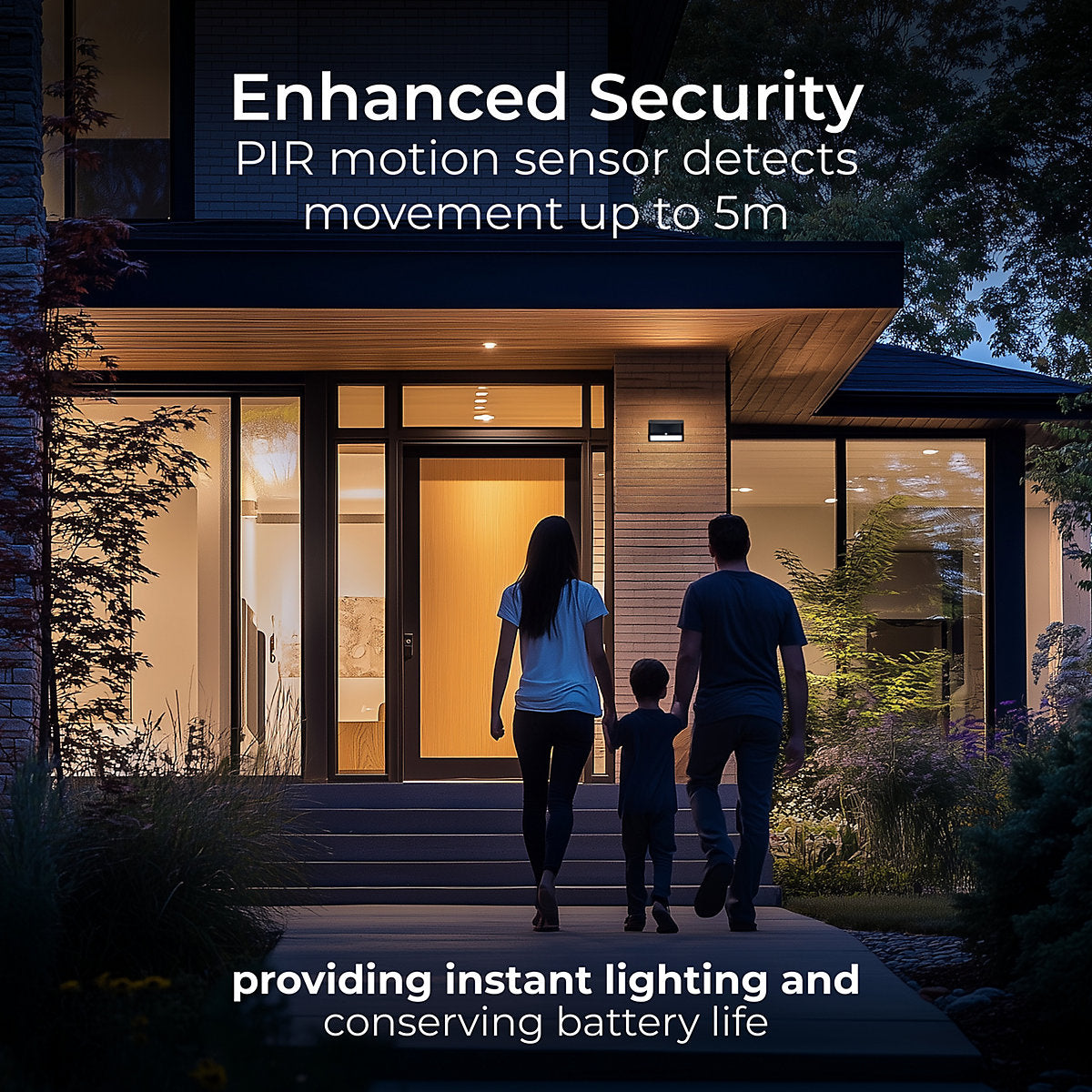 Luceco Prysm Non-adjustable Black Battery & solar-powered LED 6W PIR With motion sensor Rectangular Outdoor Wall light