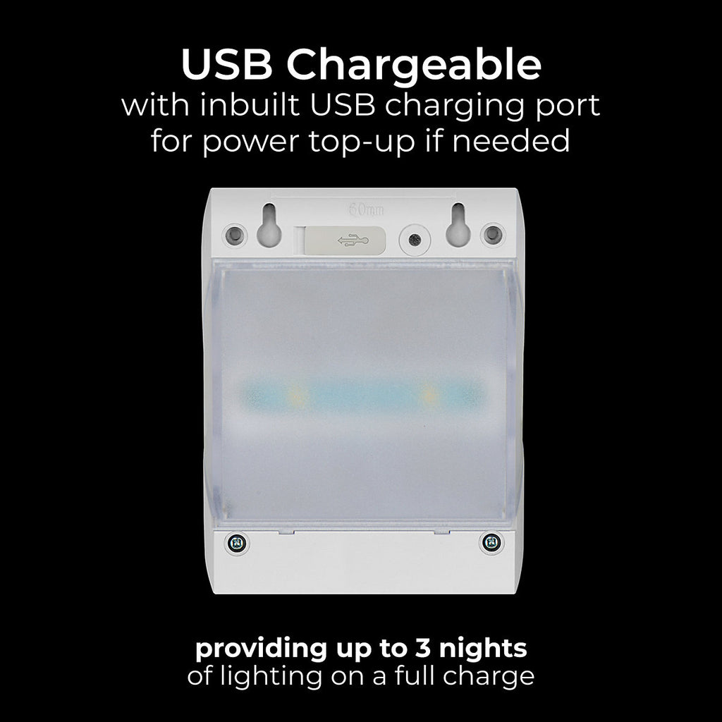 Luceco Prysm Non-adjustable White Battery & solar-powered LED 3W PIR With motion sensor Square Outdoor Wall light