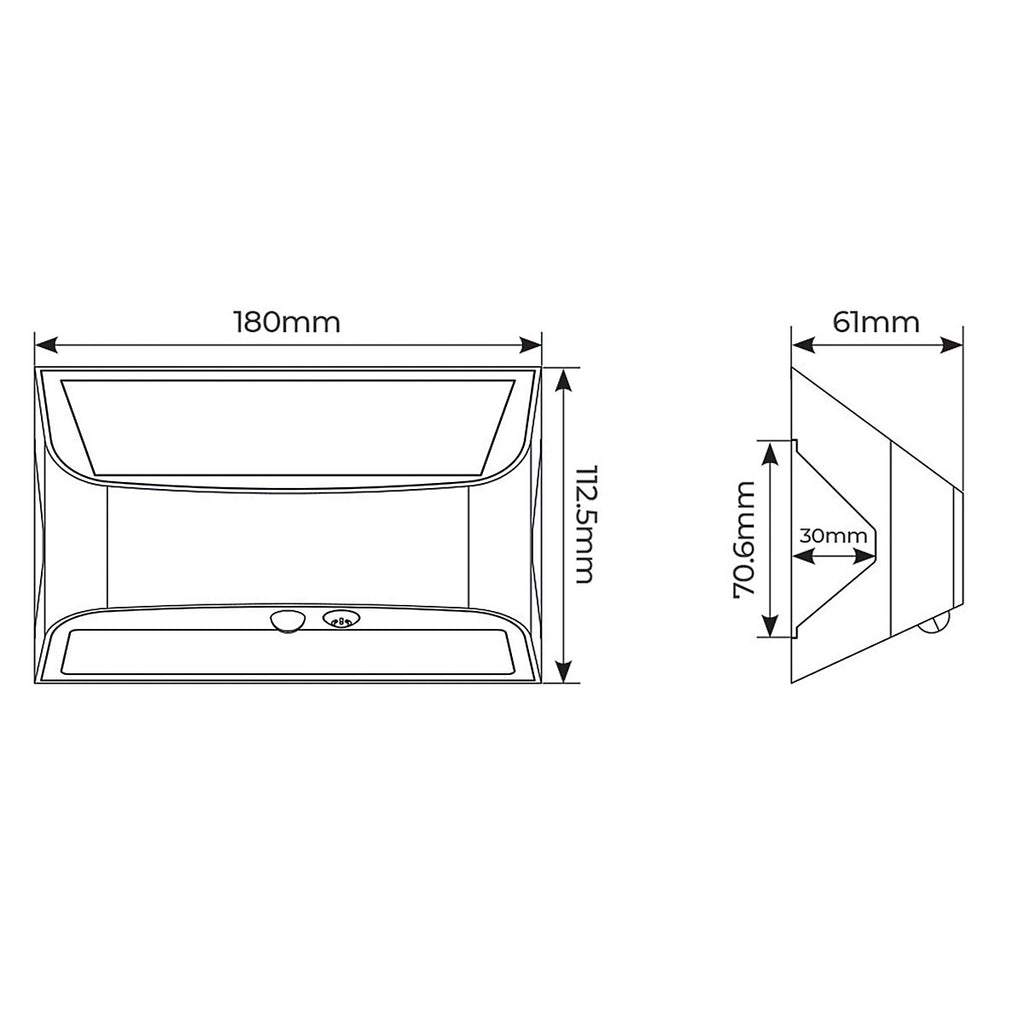 Luceco Prysm Non-adjustable White Battery & solar-powered LED 6W PIR With motion sensor Rectangular Outdoor Wall light
