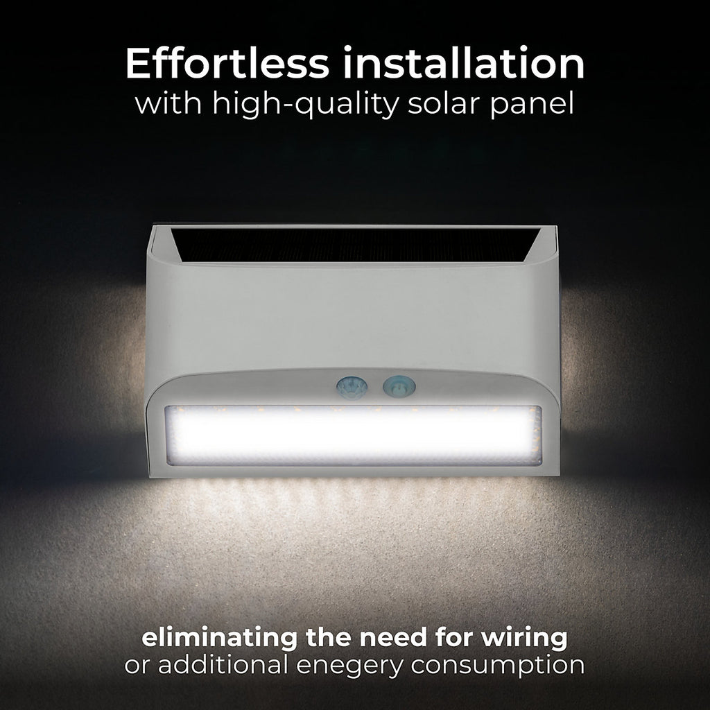 Luceco Prysm Non-adjustable White Battery & solar-powered LED 6W PIR With motion sensor Rectangular Outdoor Wall light