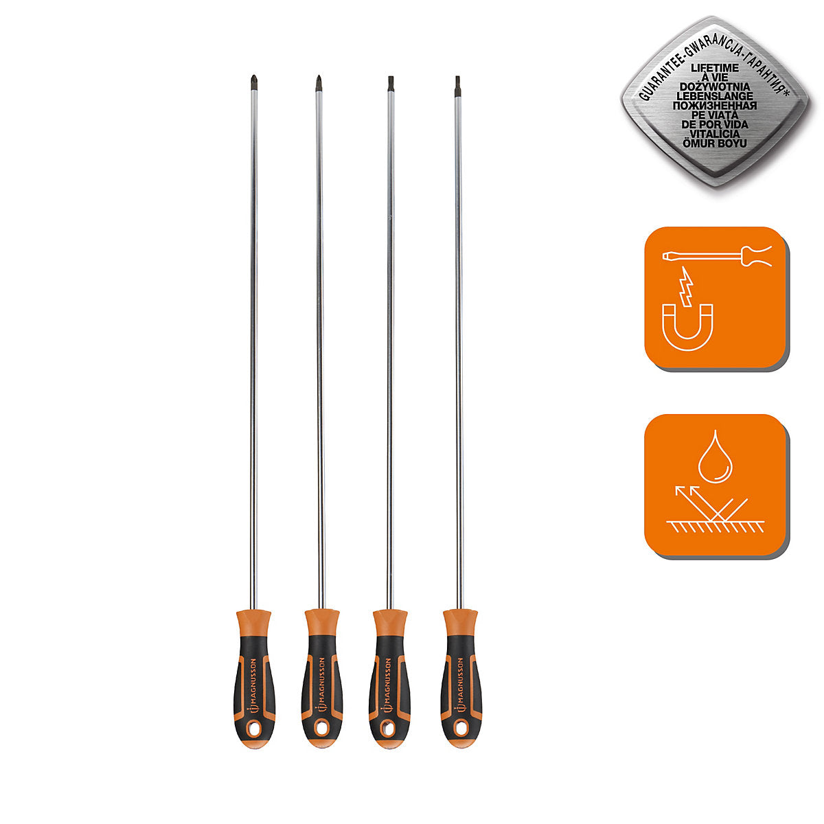 Magnusson 4 piece Long reach Mixed Screwdriver set