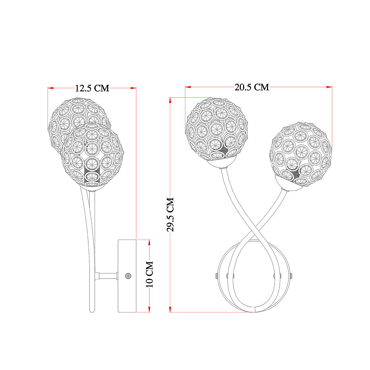 Mantus Contemporary Chrome effect Double Wired Wall light
