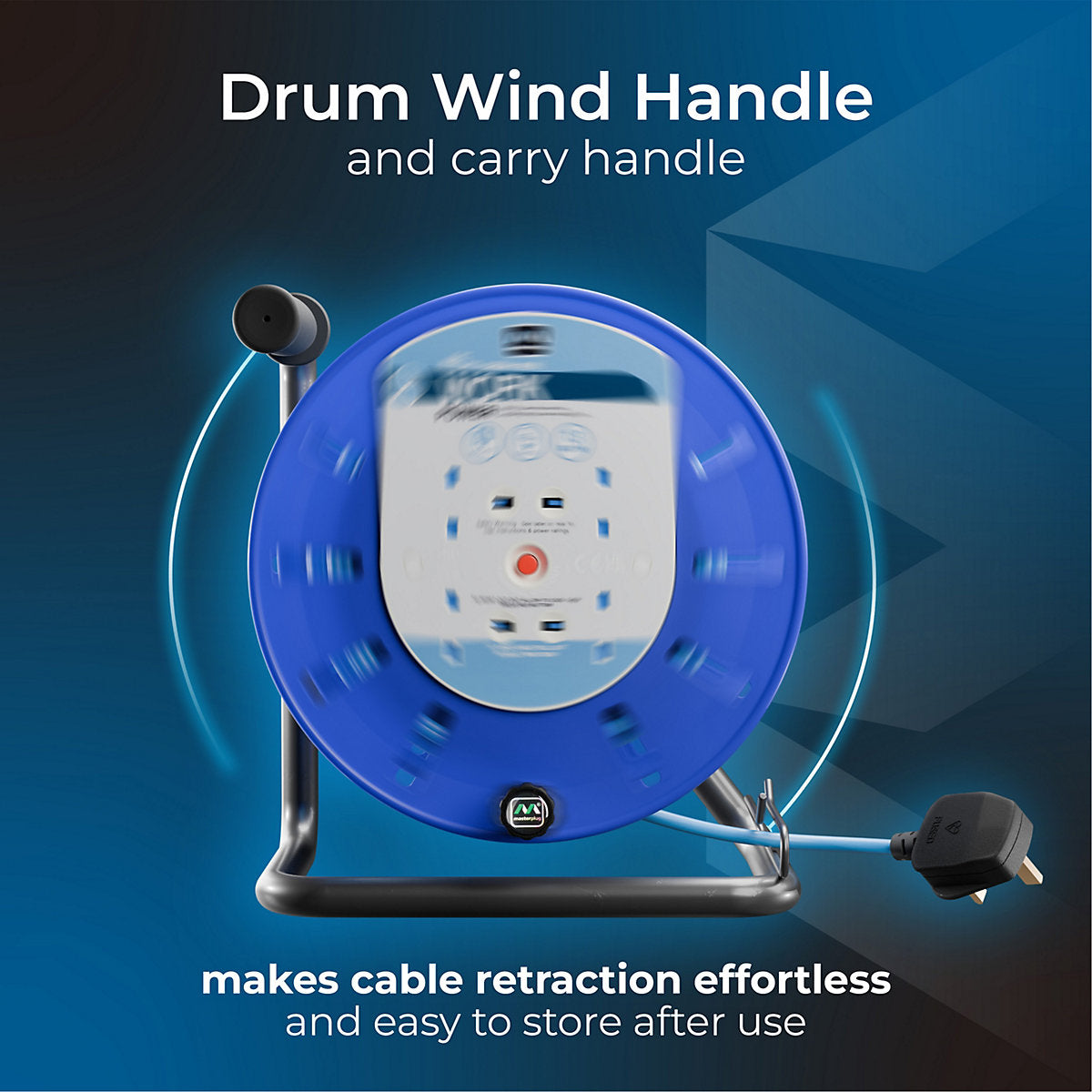 Masterplug 4 socket Black & blue Outdoor Cable reel, 45m