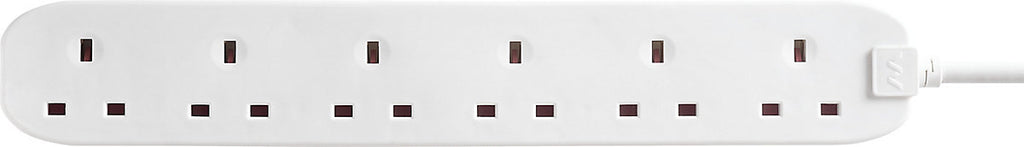 Masterplug BSG1N-BD 6 socket 13A White Extension lead, 1m