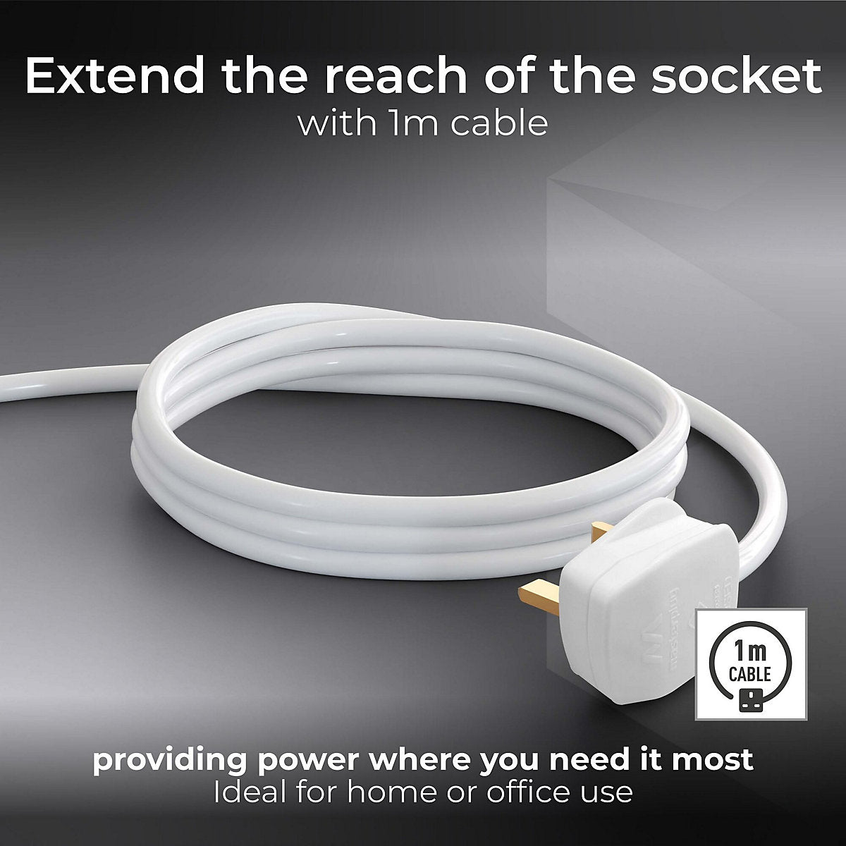 Masterplug BSG1N-BD 6 socket 13A White Extension lead, 1m