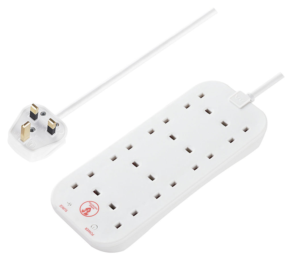 Masterplug SRG82N-BD 8 socket 13A Surge protected White Extension lead, 2m