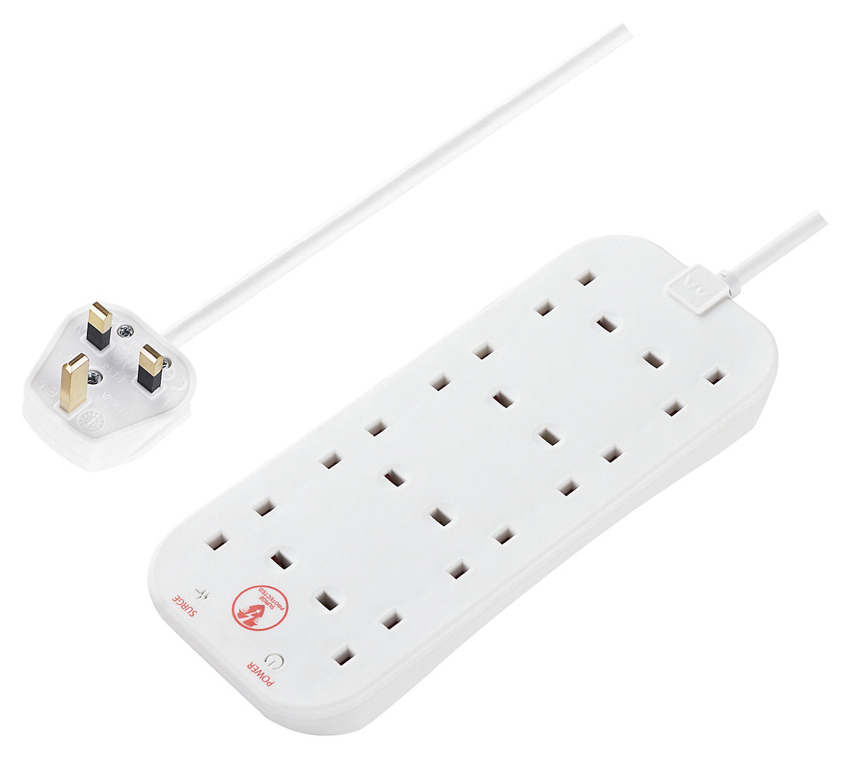 Masterplug SRG82N-BD 8 socket 13A Surge protected White Extension lead, 2m