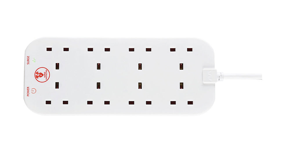 Masterplug SRG82N-BD 8 socket 13A Surge protected White Extension lead, 2m