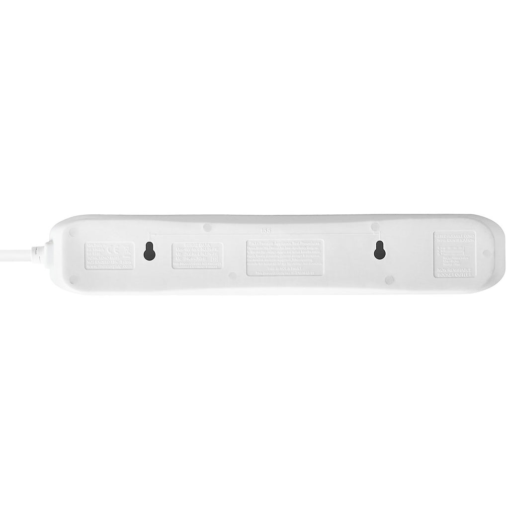 Masterplug Surge White 13A 4 socket Extension lead with USB, 1m