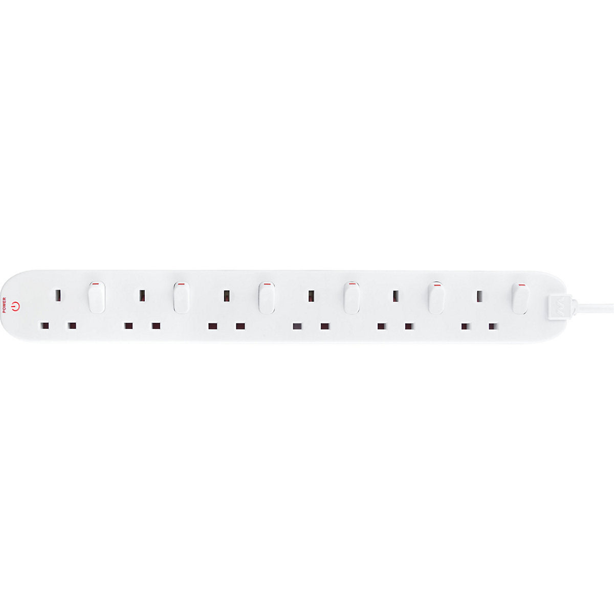 Masterplug SWSRG6210N-BD 6 socket 13A Switched Surge protected White Extension lead, 2m