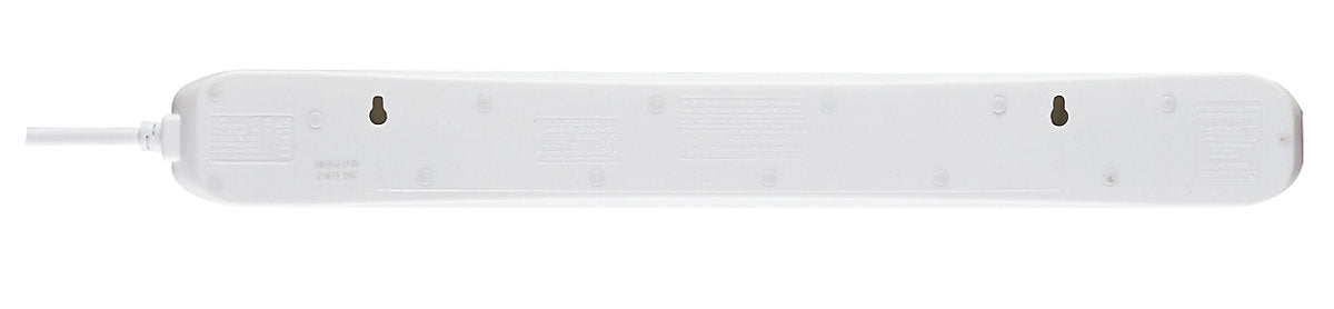 Masterplug SWSRG6210N-BD 6 socket 13A Switched Surge protected White Extension lead, 2m
