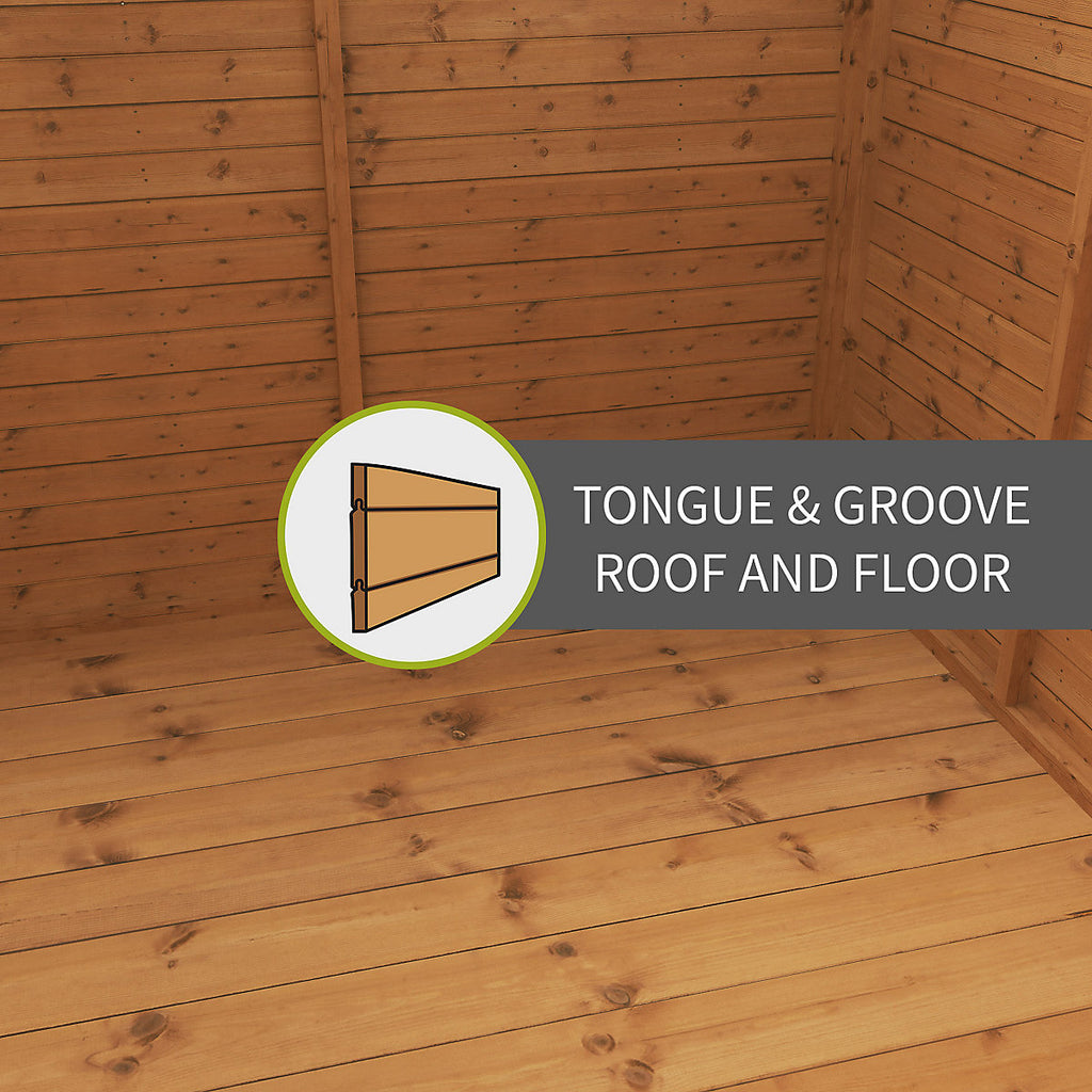 Mercia Tongue & groove 6x4 ft Reverse apex Wooden Dip treated Shed with floor & 2 windows