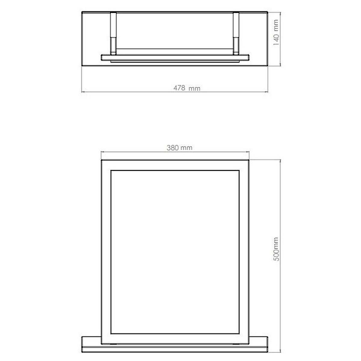 Messina White Rectangular Freestanding Framed mirror, (H)50cm (W)47.8cm
