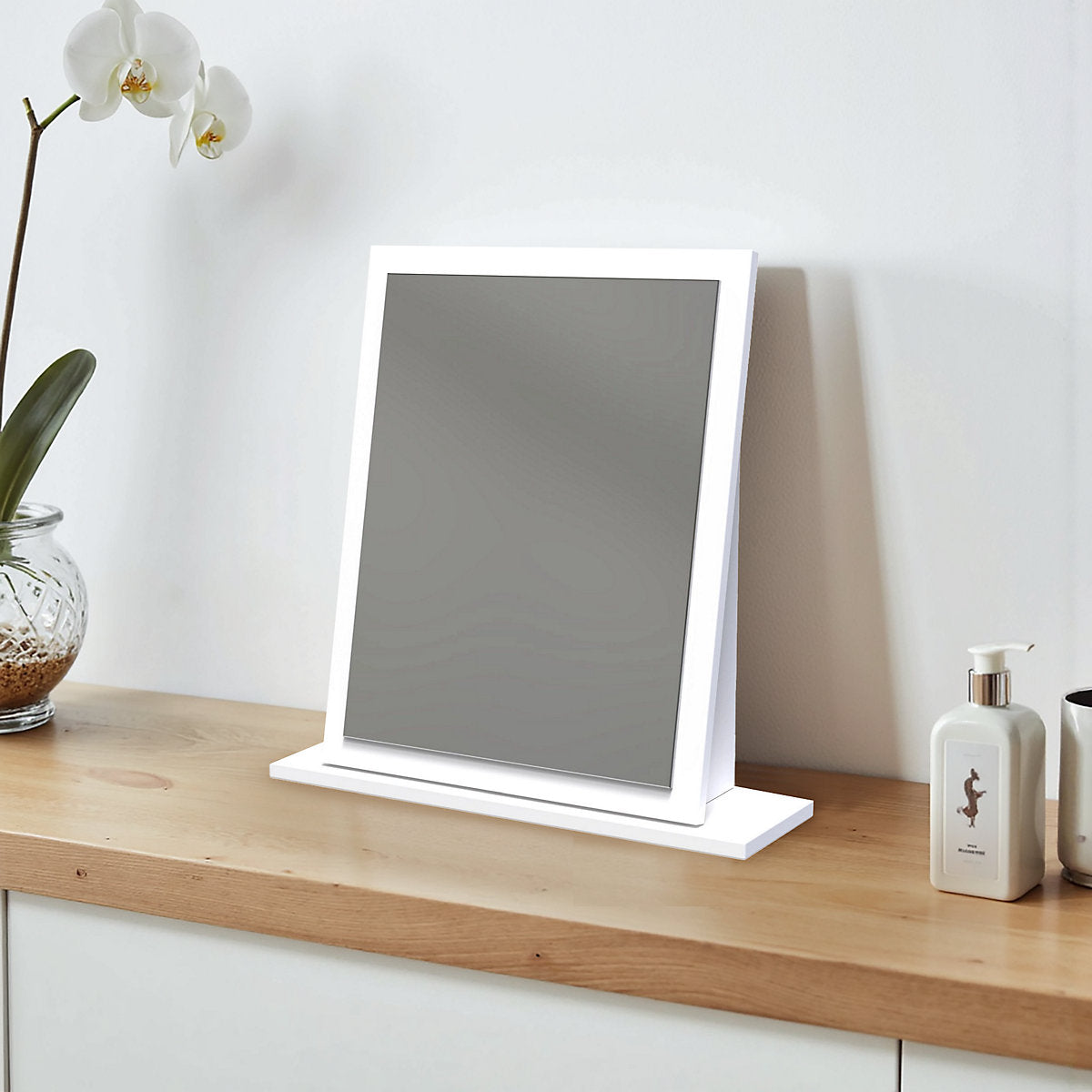 Messina White Rectangular Freestanding Framed mirror, (H)50cm (W)47.8cm